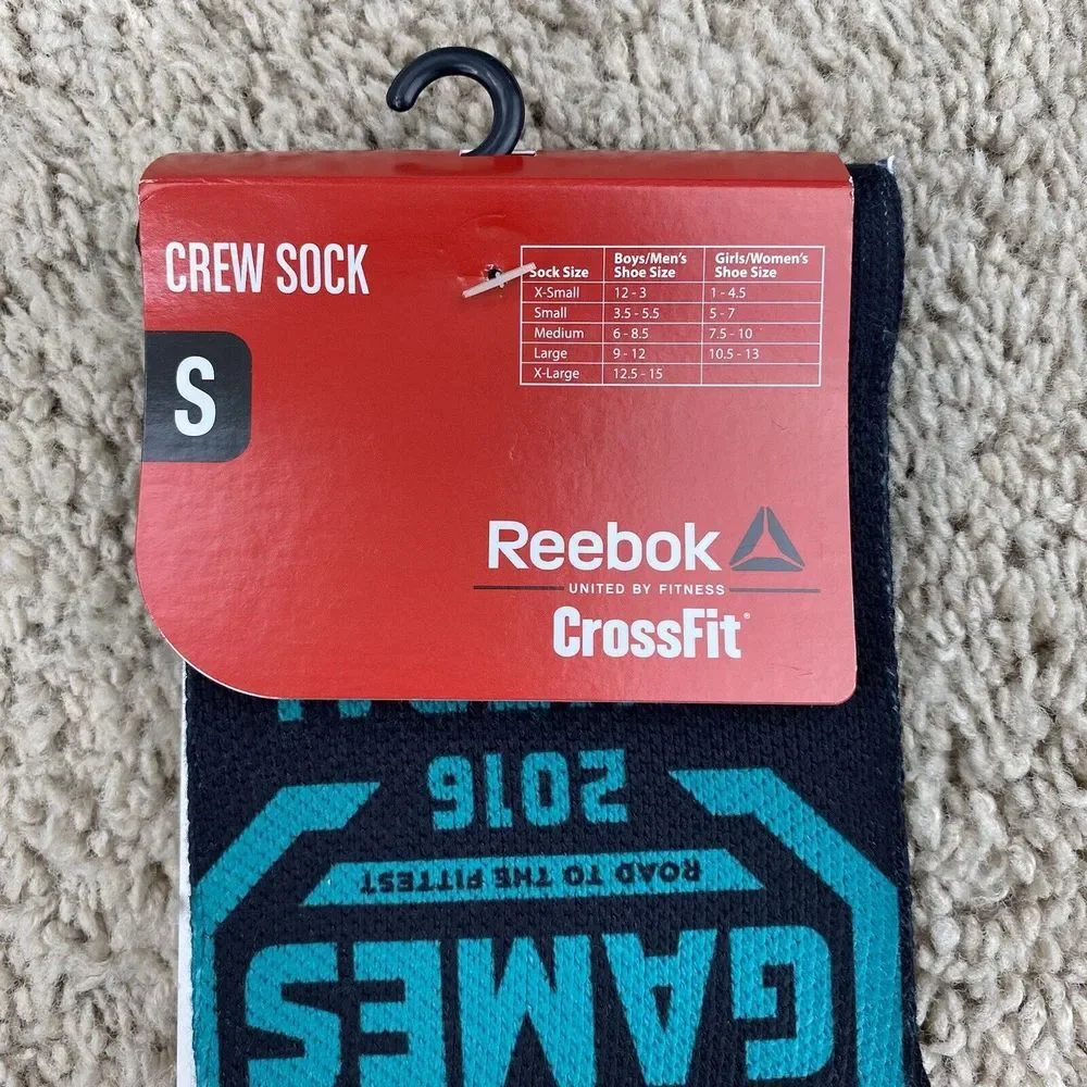 Reebok Crossfit Games Crew Socks Men S (3.5-5.5)Black Teal 2016 Central Regional